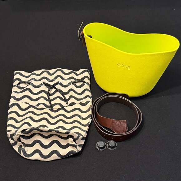 O Bag Made In Italy EVA Compound Basket Tote Crossbody Bag Yellow - Picture 2 of 16